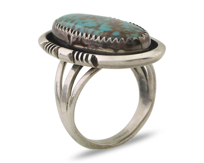 Navajo Ring 925 Silver Natural Blue Turquoise Native American Artist C.80's