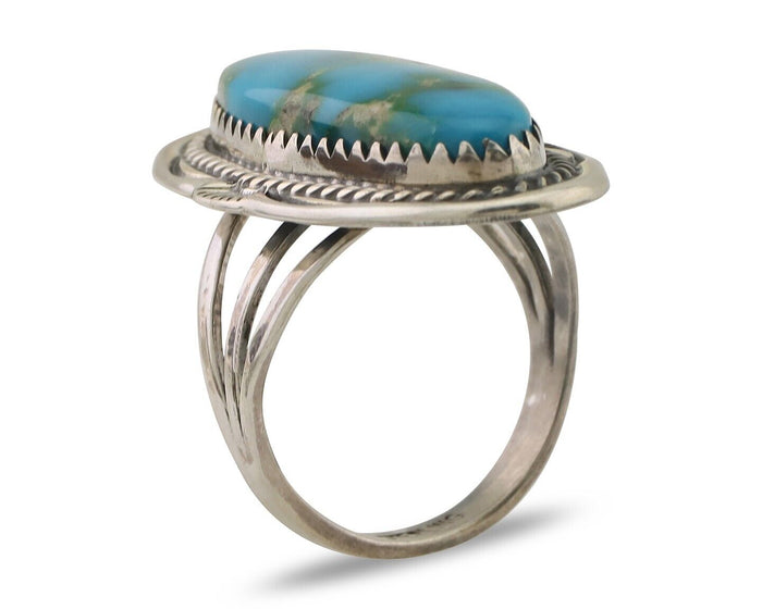 Navajo Ring 925 Silver Natural Blue Turquoise Native American Artist C.80's