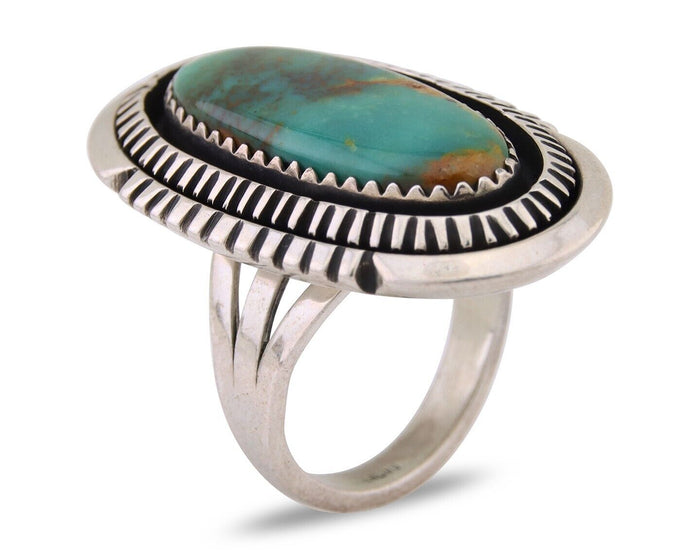 Navajo Ring 925 Silver Natural Blue Turquoise Native American Artist C.80's