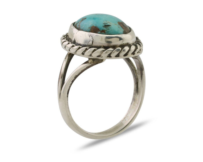 Navajo Ring 925 Silver Natural Blue Turquoise Native American Artist C.80's