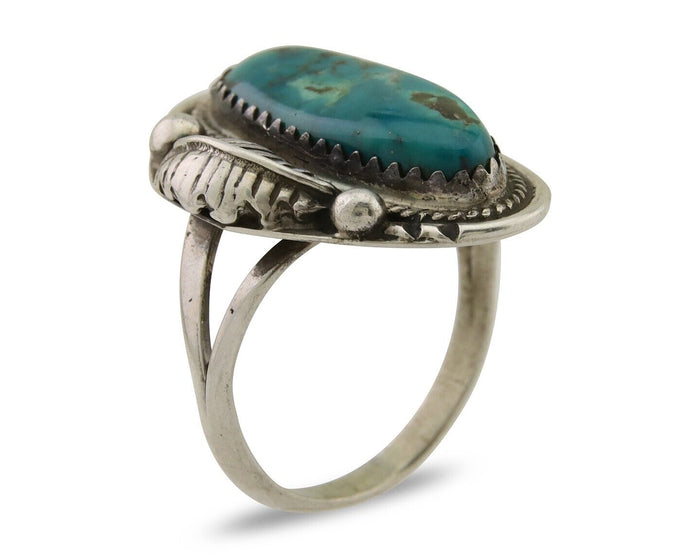 Navajo Ring 925 Silver Natural Blue Turquoise Native American Artist C.80's