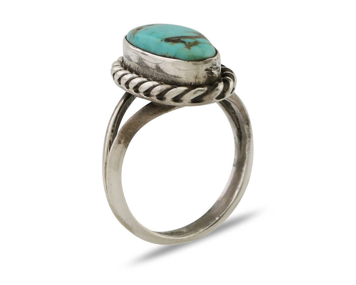 Navajo Ring 925 Silver Natural Blue Turquoise Native American Artist C.80's