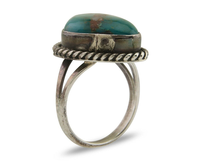 Navajo Ring 925 Silver Natural Blue Turquoise Native American Artist C.80's