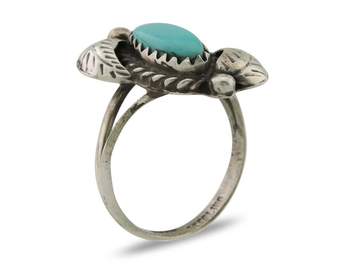 Navajo Ring 925 Silver Natural Blue Turquoise Native American Artist C.80's