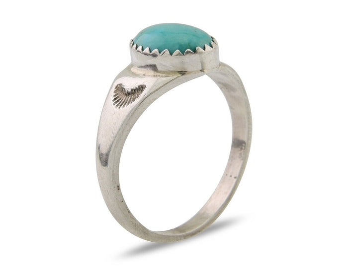 Navajo Ring 925 Silver Natural Blue Turquoise Native American Artist C.80's