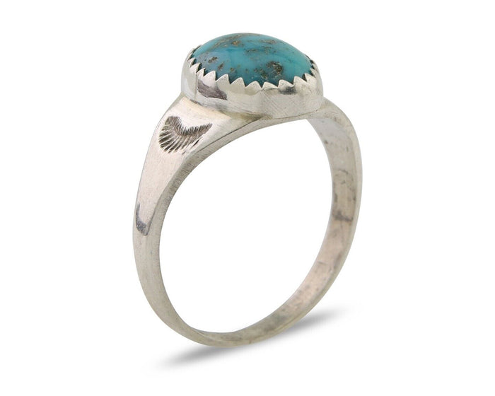 Navajo Ring 925 Silver Natural Blue Turquoise Native American Artist C.80's