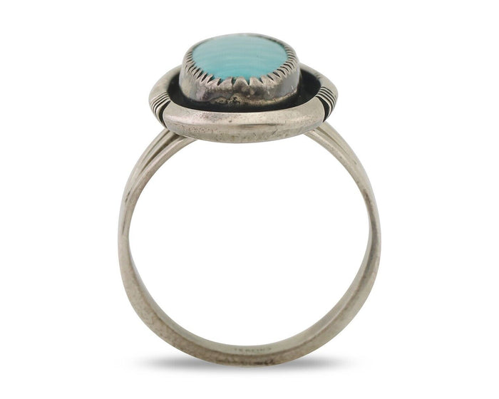 Navajo Ring 925 Silver Natural Blue Turquoise Native American Artist C.80's