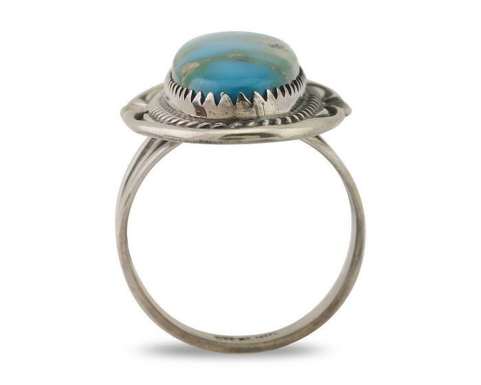 Navajo Ring 925 Silver Natural Blue Turquoise Native American Artist C.80's