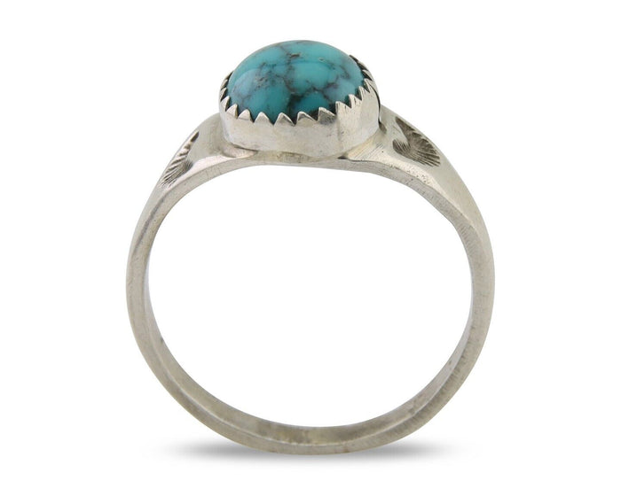 Navajo Ring 925 Silver Natural Blue Turquoise Native American Artist C.80's