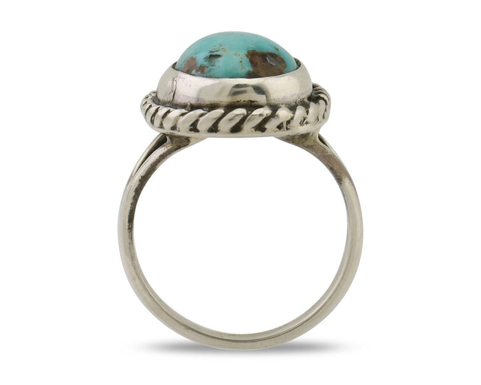 Navajo Ring 925 Silver Natural Blue Turquoise Native American Artist C.80's