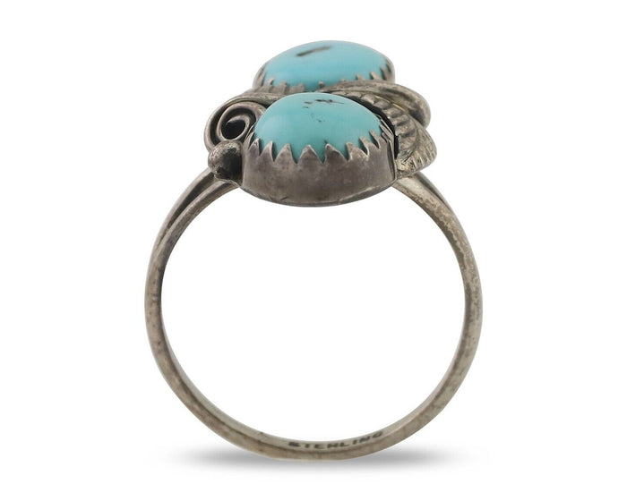 Navajo Ring 925 Silver Natural Blue Turquoise Native American Artist C.80's