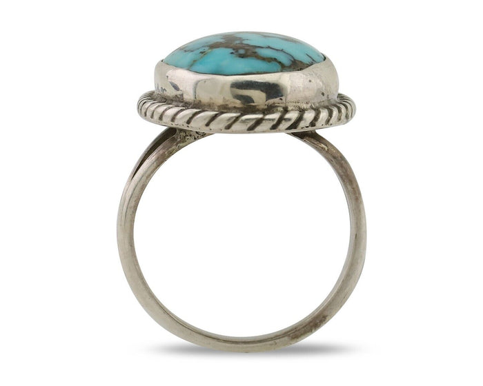 Navajo Ring 925 Silver Natural Blue Turquoise Native American Artist C.80's