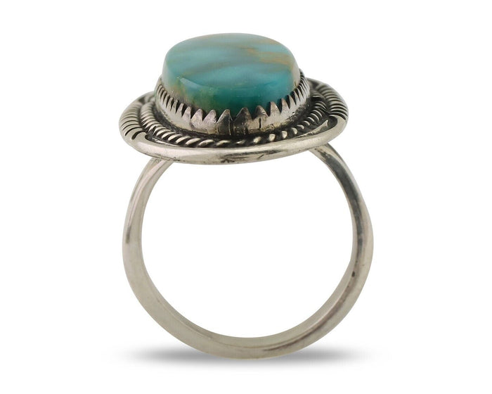 Navajo Ring 925 Silver Natural Blue Turquoise Native American Artist C.80's