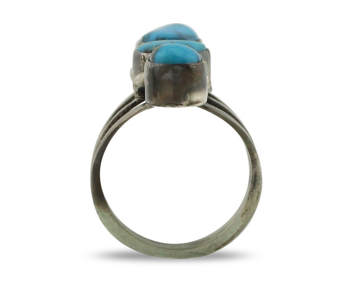 Navajo Ring 925 Silver Natural Blue Turquoise Native American Artist C.80's
