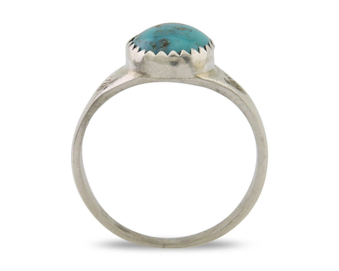 Navajo Ring 925 Silver Natural Blue Turquoise Native American Artist C.80's