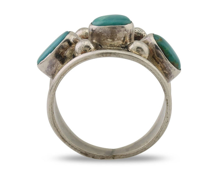 Navajo Ring 925 Silver Natural Blue Turquoise Native American Artist C.80's