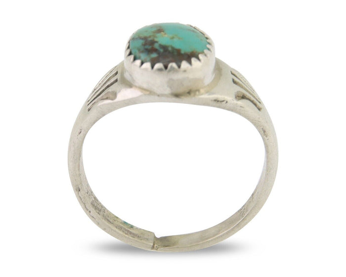 Navajo Ring 925 Silver Natural Blue Turquoise Native American Artist C.80's