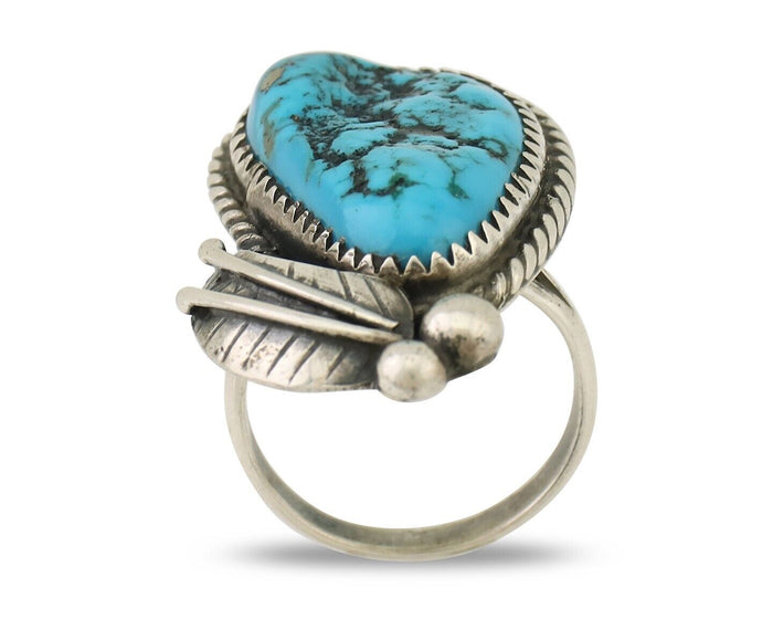 Navajo Ring 925 Silver Natural Blue Turquoise Native American Artist C.80's
