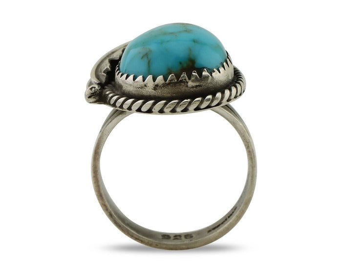 Navajo Ring 925 Silver Natural Blue Turquoise Native American Artist C.80's