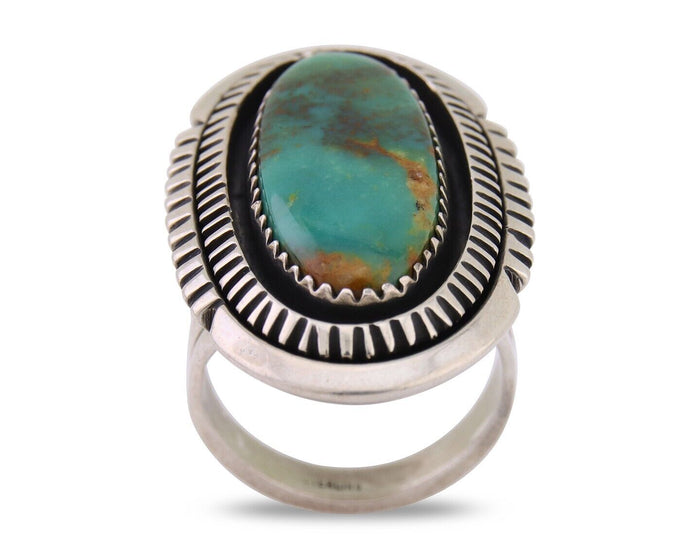 Navajo Ring 925 Silver Natural Blue Turquoise Native American Artist C.80's