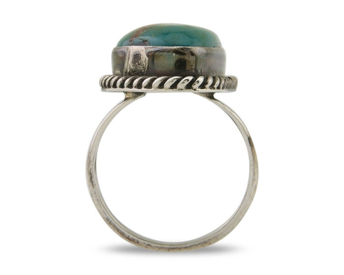 Navajo Ring 925 Silver Natural Blue Turquoise Native American Artist C.80's