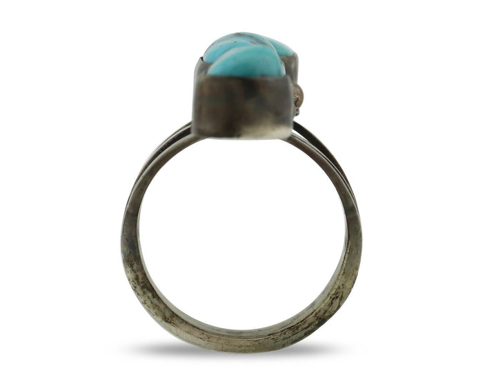 Navajo Ring 925 Silver Natural Blue Turquoise Native American Artist C.80's