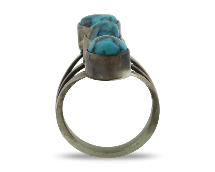 Navajo Ring 925 Silver Natural Blue Turquoise Native American Artist C.80's