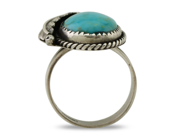 Navajo Ring 925 Silver Natural Blue Turquoise Native American Artist C.80's