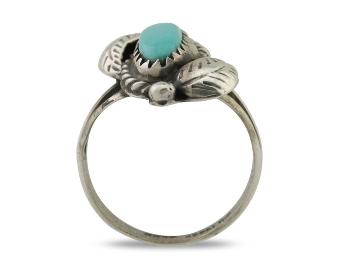 Navajo Ring 925 Silver Natural Blue Turquoise Native American Artist C.80's