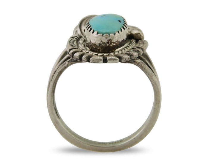 Navajo Ring 925 Silver Natural Blue Turquoise Native American Artist C.80's