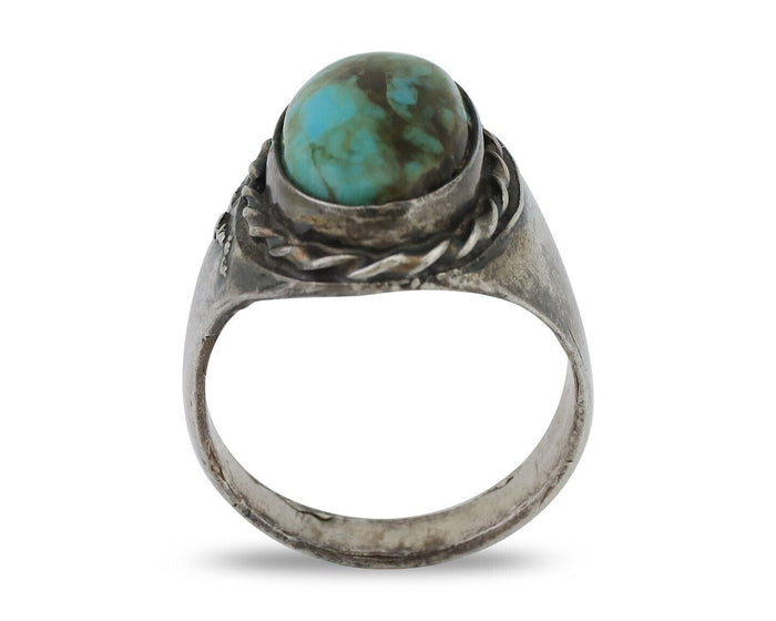 Navajo Ring 925 Silver Natural Blue Turquoise Native American Artist C.80's