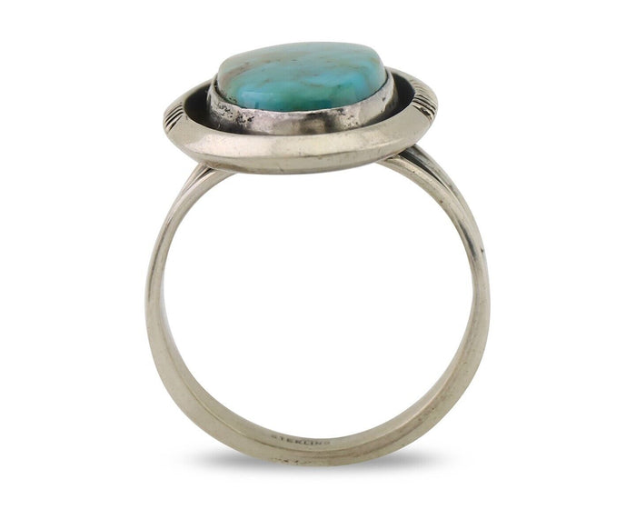 Navajo Ring 925 Silver Natural Blue Turquoise Native American Artist C.80's