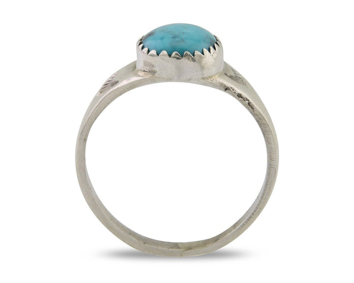 Navajo Ring 925 Silver Natural Blue Turquoise Native American Artist C.80's