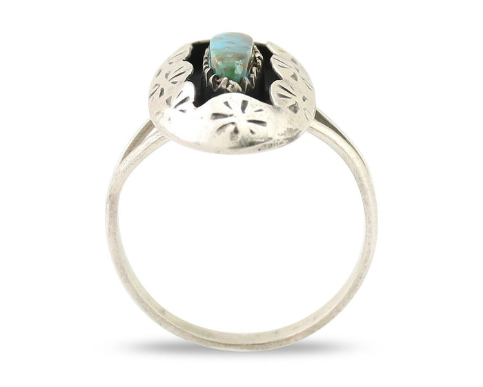 Navajo Ring 925 Silver Natural Blue Turquoise Native American Artist C.80's