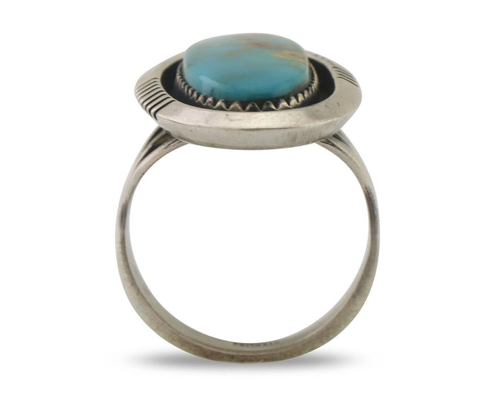 Navajo Ring 925 Silver Natural Blue Turquoise Native American Artist C.80's
