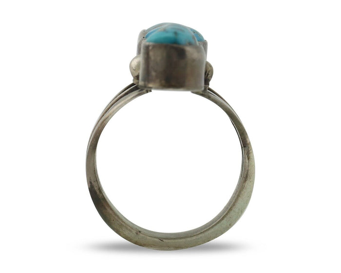 Navajo Ring 925 Silver Natural Blue Turquoise Native American Artist C.80's