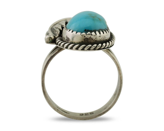 Navajo Ring 925 Silver Natural Blue Turquoise Native American Artist C.80's