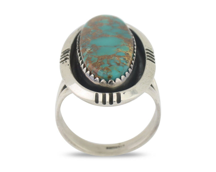 Navajo Ring 925 Silver Natural Blue Turquoise Native American Artist C.80's