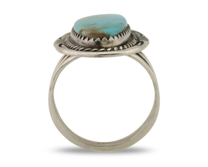 Navajo Ring 925 Silver Natural Blue Turquoise Native American Artist C.80's