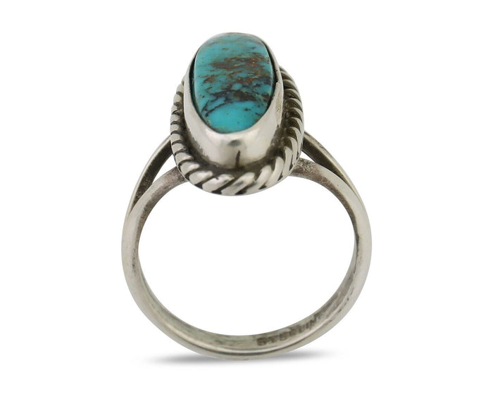 Navajo Ring 925 Silver Natural Blue Turquoise Native American Artist C.80's