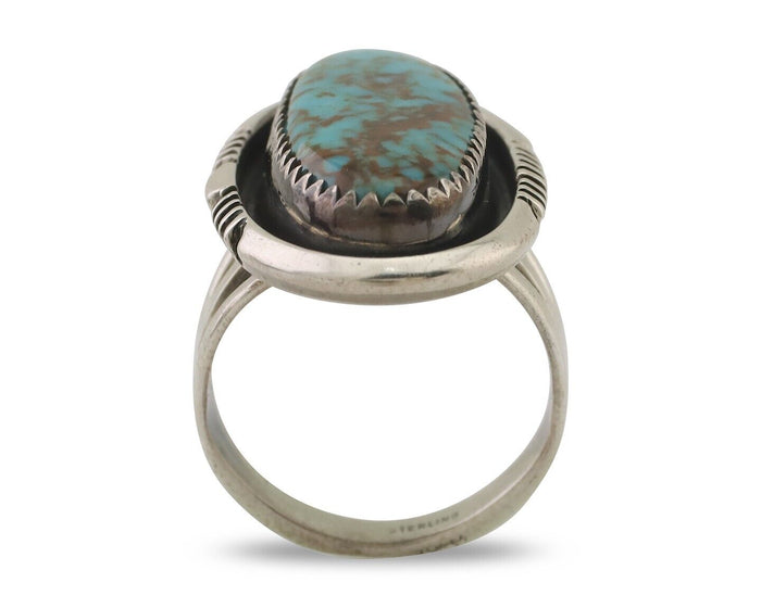 Navajo Ring 925 Silver Natural Blue Turquoise Native American Artist C.80's