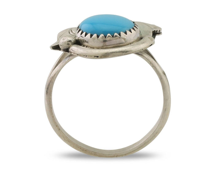 Navajo Ring 925 Silver Natural Blue Turquoise Native American Artist C.80's