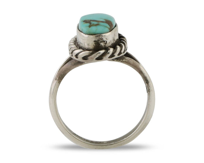 Navajo Ring 925 Silver Natural Blue Turquoise Native American Artist C.80's