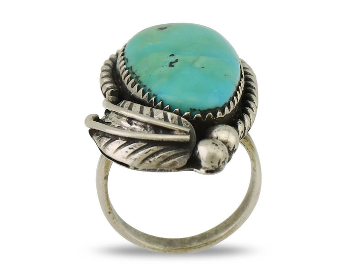 Navajo Ring 925 Silver Natural Blue Turquoise Native American Artist C.80's