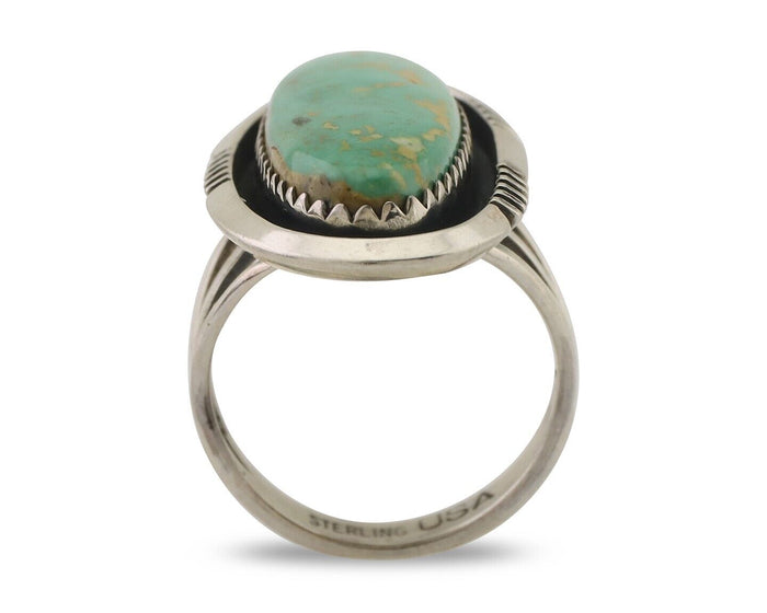 Navajo Ring 925 Silver Natural Blue Turquoise Native American Artist C.80's