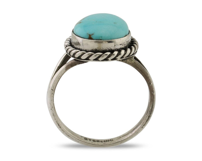 Navajo Ring 925 Silver Natural Blue Turquoise Native American Artist C.80's