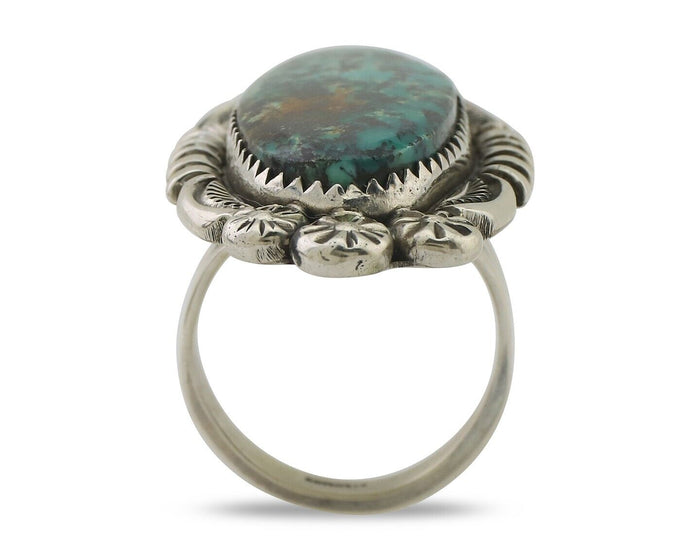 Navajo Ring 925 Silver Natural Blue Turquoise Native American Artist C.80's
