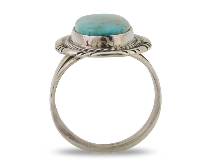 Navajo Ring 925 Silver Natural Blue Turquoise Native American Artist C.80's