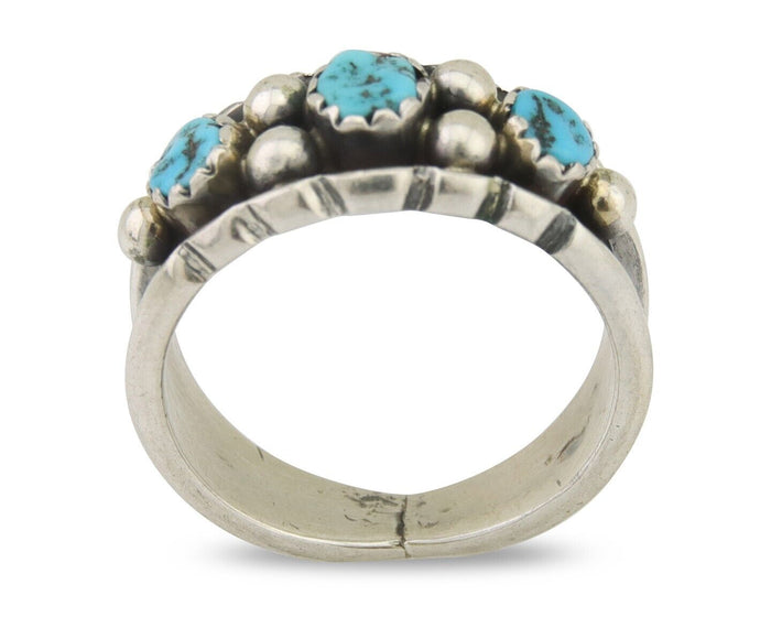 Navajo Ring 925 Silver Natural Blue Turquoise Native American Artist C.80's