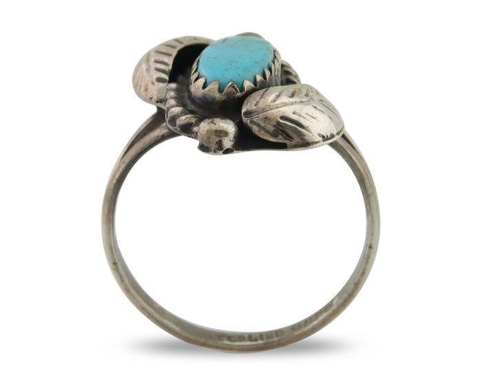 Navajo Ring 925 Silver Natural Blue Turquoise Native American Artist C.80's